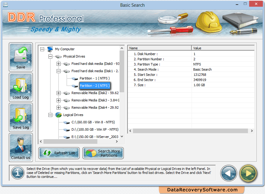 difference between ntfs and ddr recovery professional